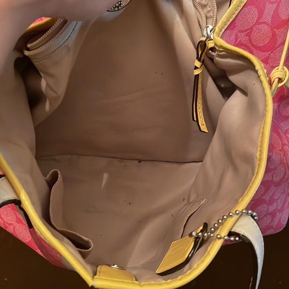 Coach Pink and Yellow Bag - Picture 4 of 11